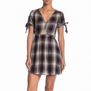 NWT Love Fire Red Tie-sleeve Plaid A-line Dress Sm